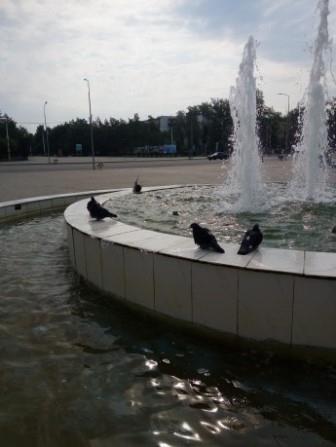 У центрального фонтана