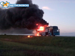 В Костанае сгорел междугородний автобус Лисаковск - Астана